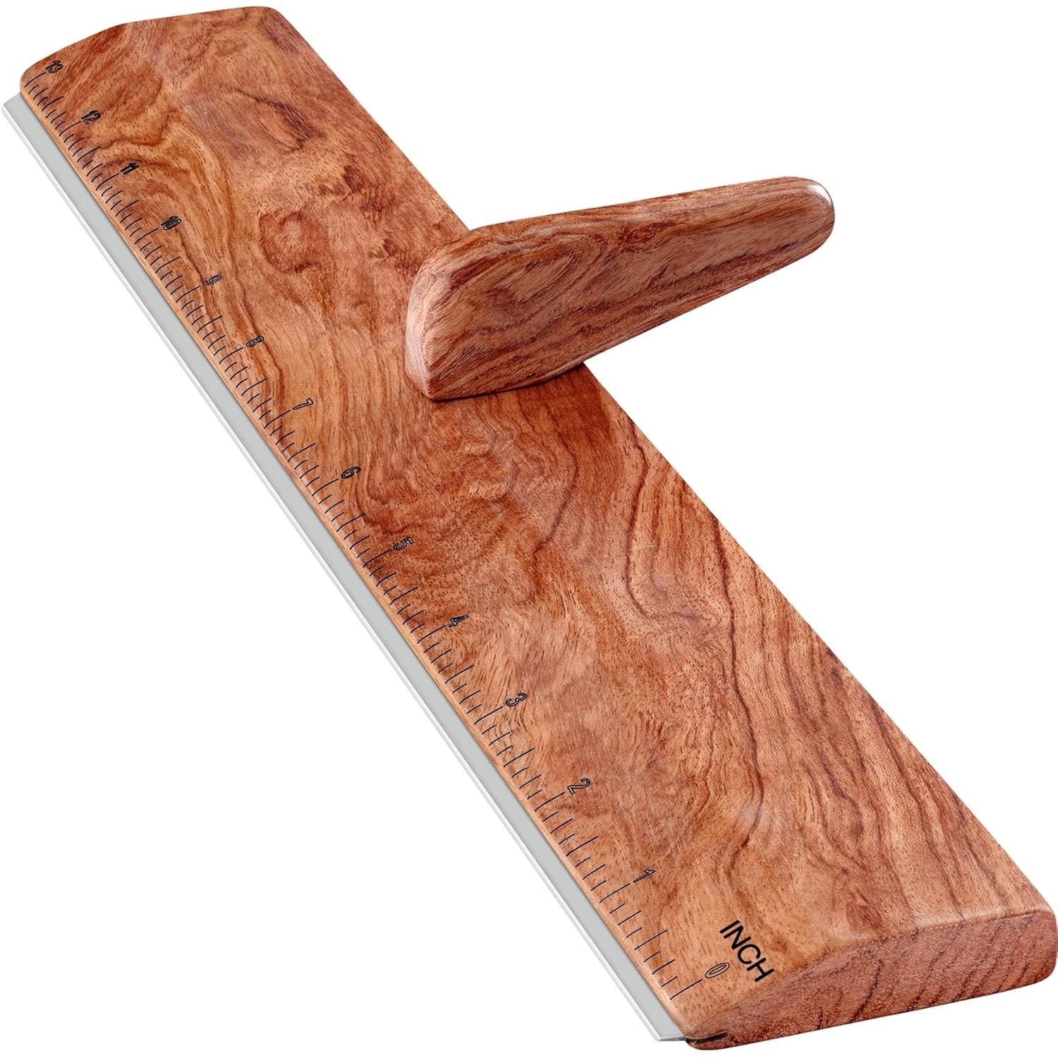 Safety Ruler with Handle & Stainless Steel Edge – 13In Handmade Hardwood Ruler f