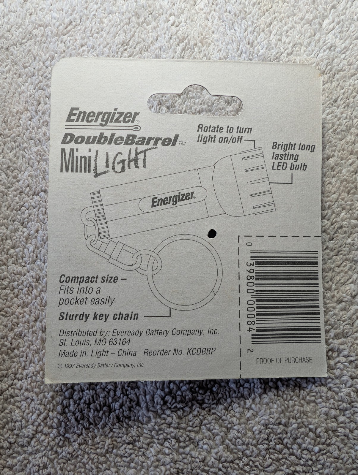 Vintage 1997 Energizer Double Barrel Mini Light Keychain Flashlight Sealed New