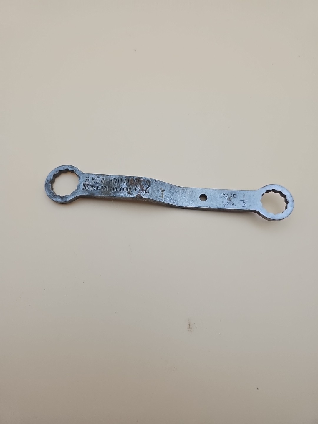 Vntg New Britain 752 Open Box End Wrench, 1/2″ X 9/16″