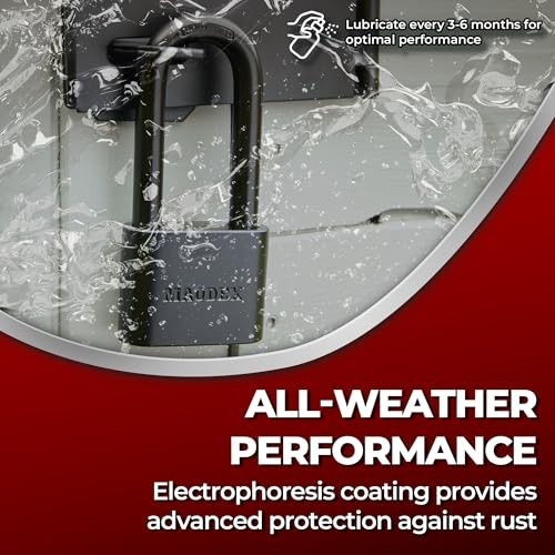Weather-Resistant Padlock with 5 Keys – Durable Steel Outdoor Lock for Gates, St