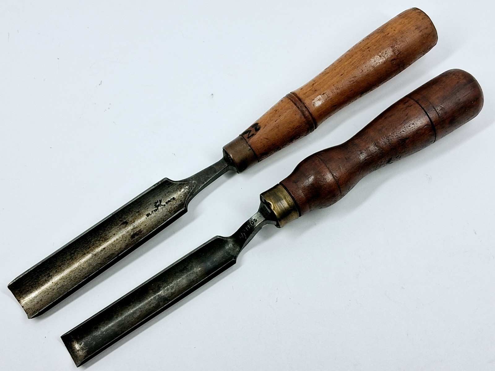 2 Vintage Buck Bros Carving Gouges Cranked Neck Woodworking Tools Stag Stamp