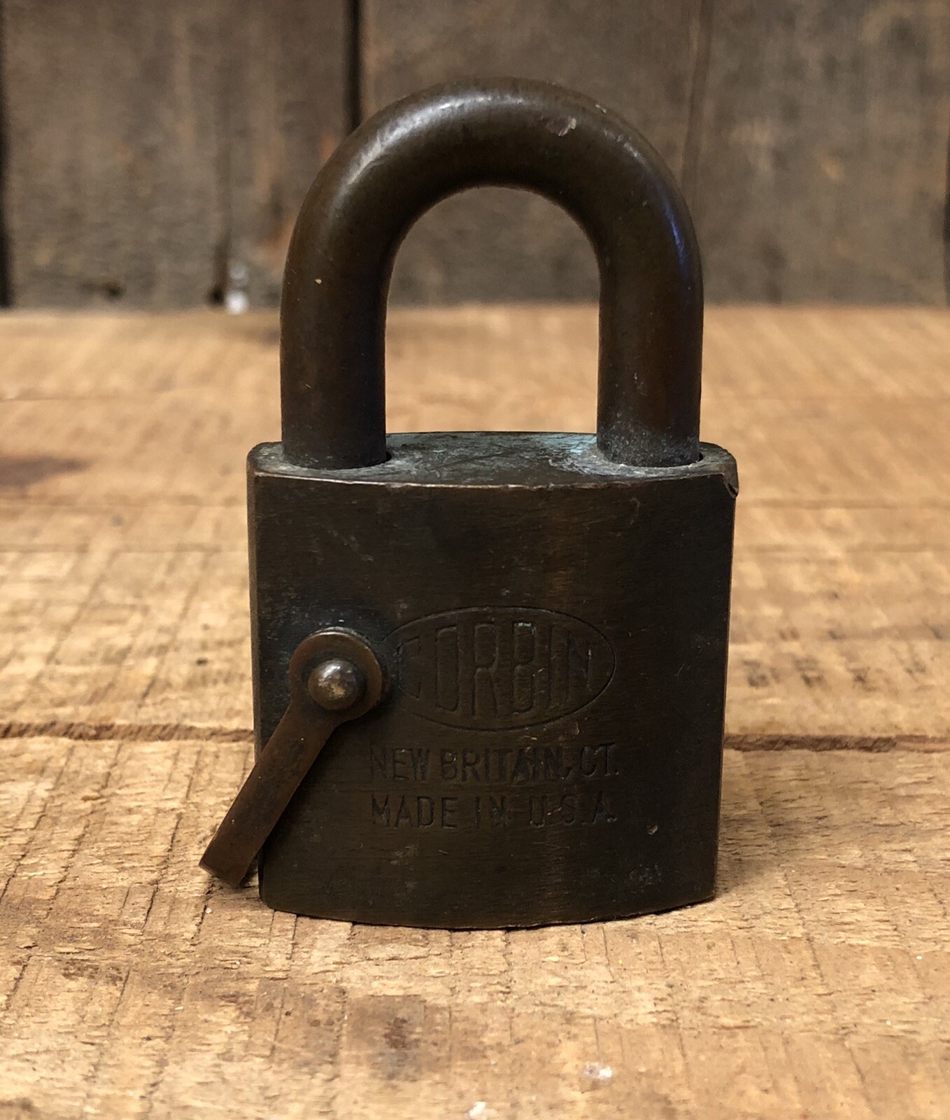 Vintage CORBIN New Britain CT USN US Navy Padlock Old Lock No Key