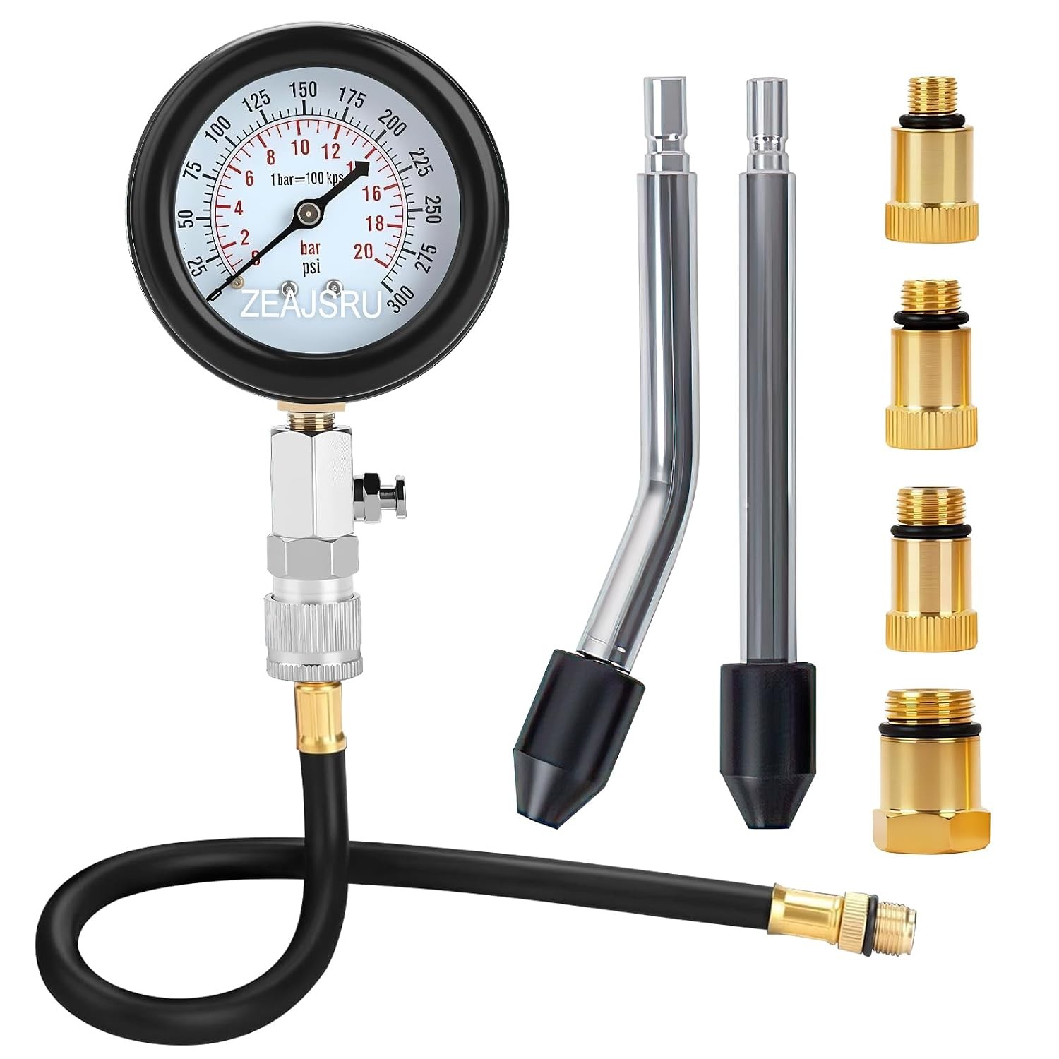Engine Compression Test Tool Kit 8PCS Carton White Cylinder 0-300 PSI Gauge