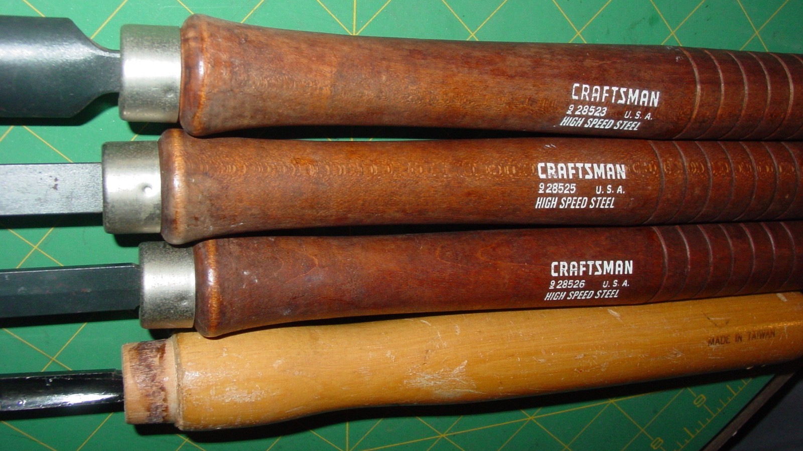 3 Craftsman High Speed Steel Wood Turning Lathe Chisels 928523, 25, 26 & Other