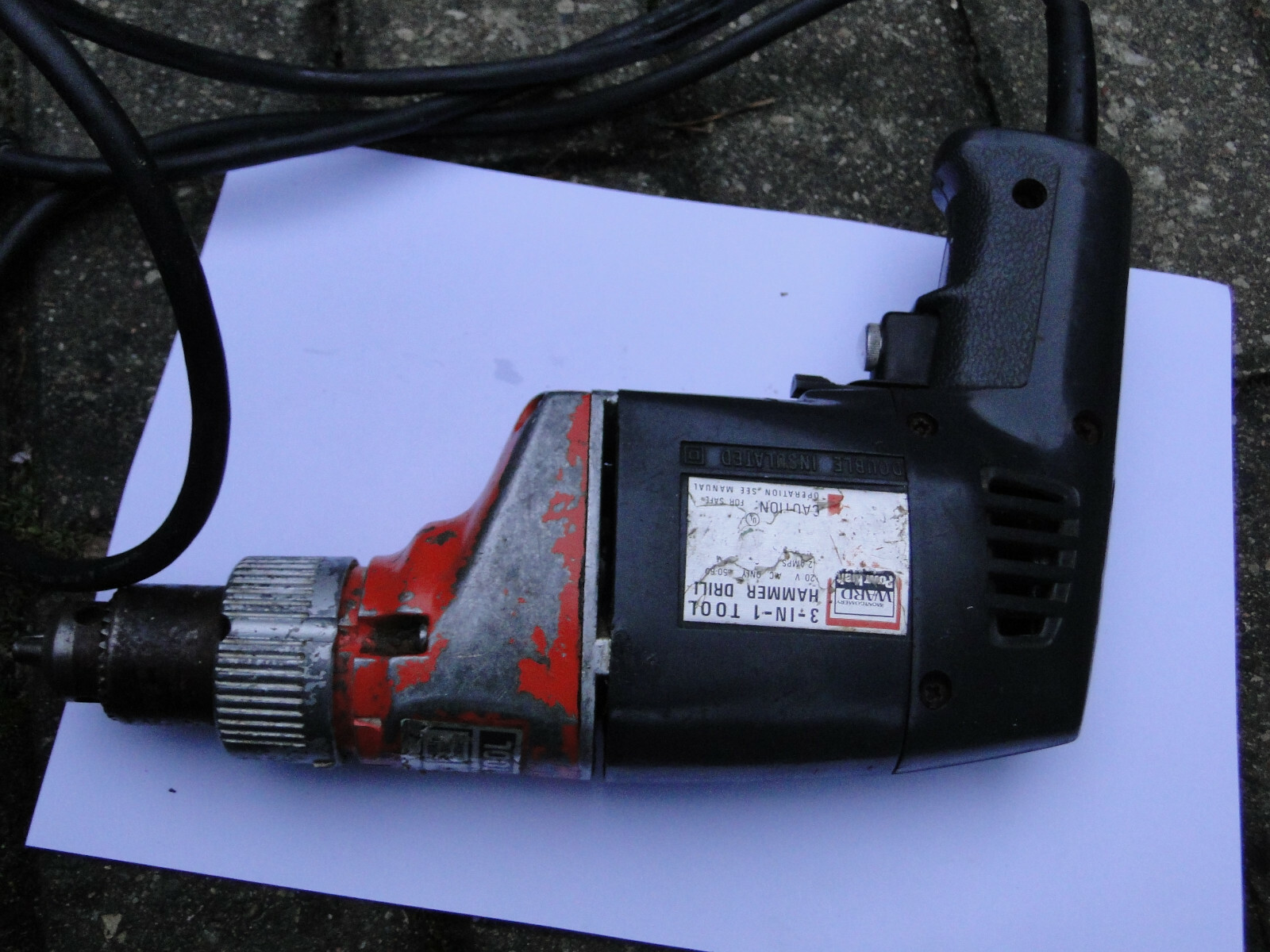 Vintage Montgomery Powr Kraft Ward 3-in-1Tool Hammer Drill US PLug 120 Volts AC
