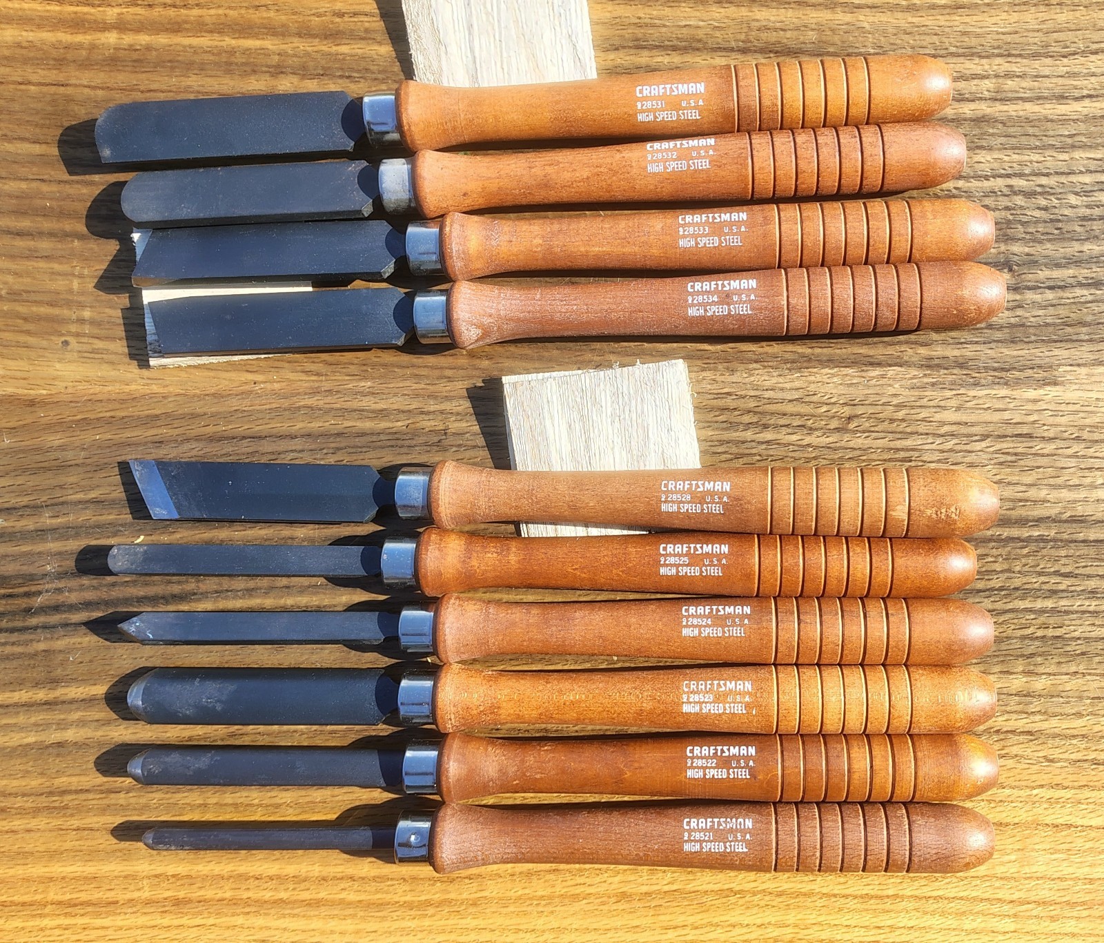Vintage Set Of 10 Craftsman Wood Turning lathe Chisels High Speed Steel