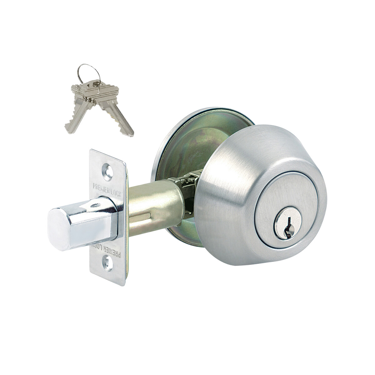 Lot of 6 – Grade 3 – Entry Door Deadbolt Keyed Alike Stainless + 12 Keys GR3DB04