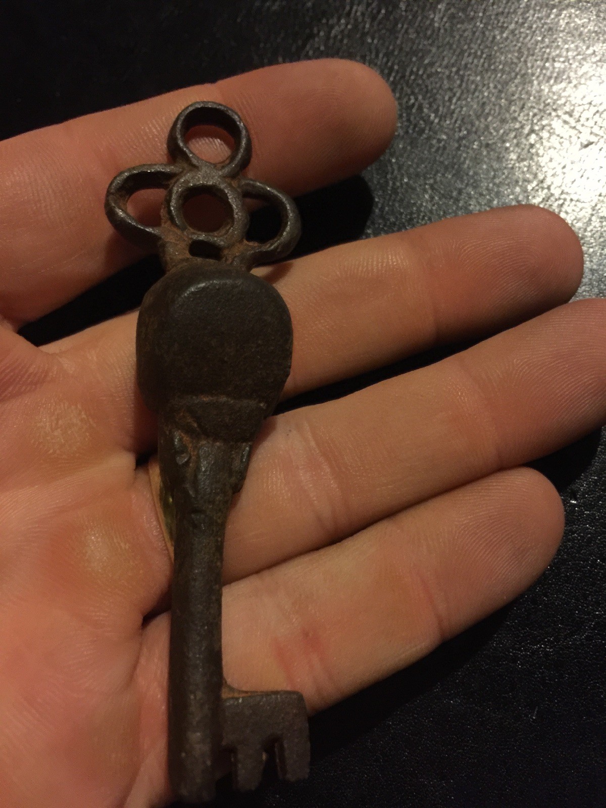 Victorian Skull Key Castle Skeleton Cast Iron Metal Cathedral Patina Collector