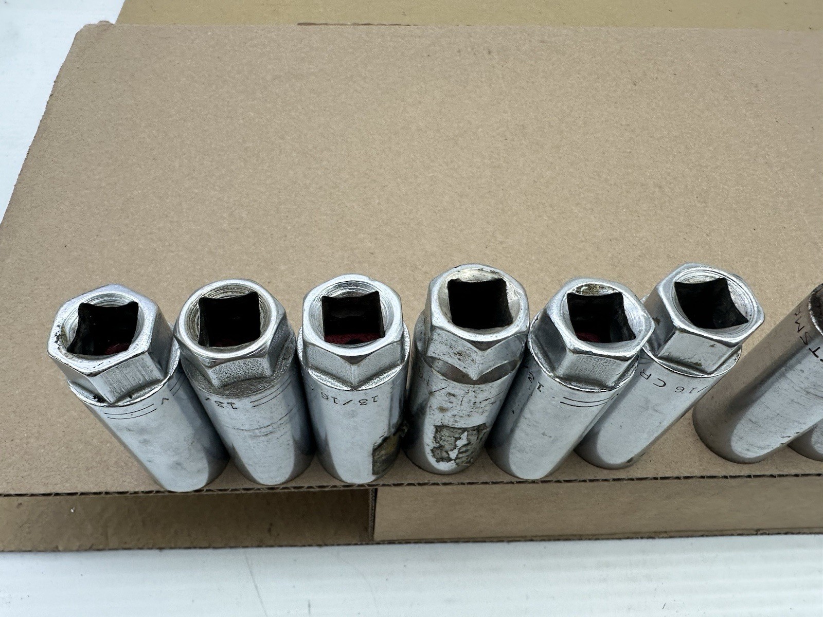 Lot 12 Vintage Craftsman Spark Plug Socket =V= 13/16″ Deep Well 1/2″ Dr 6/12pt