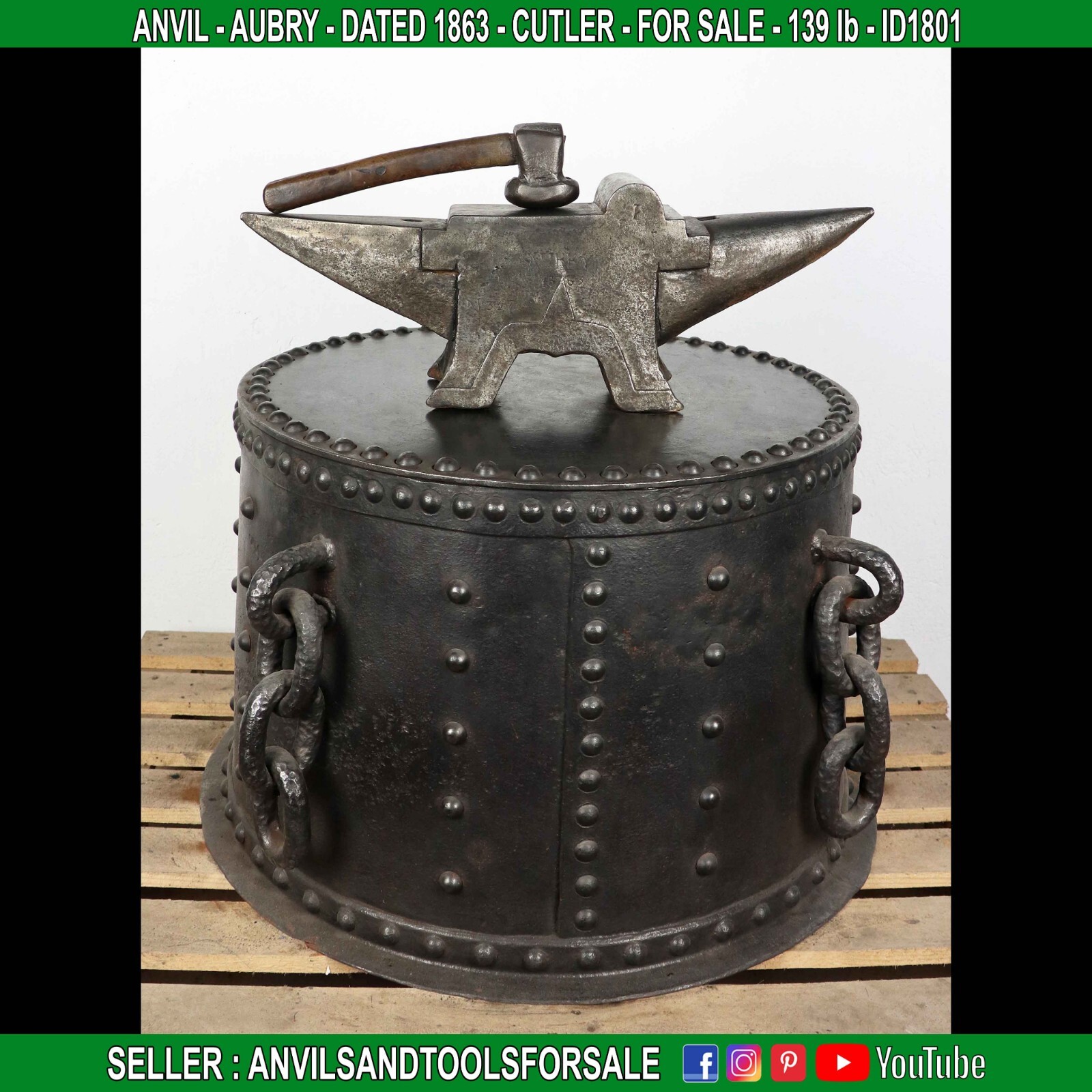 ANVIL – AUBRY – DATED 1863 – CUTLER – 139 lb – ID1801