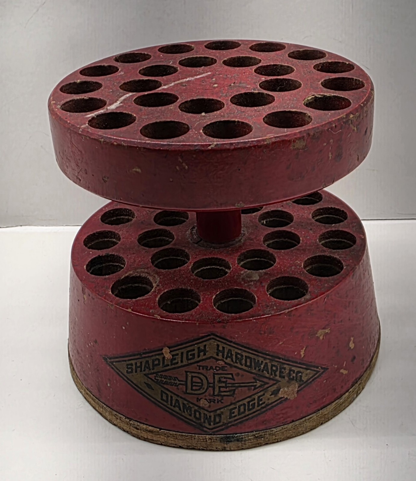 Vintage Shapleigh Hardware Diamond Edge Wooden Drill Bit Holder Display