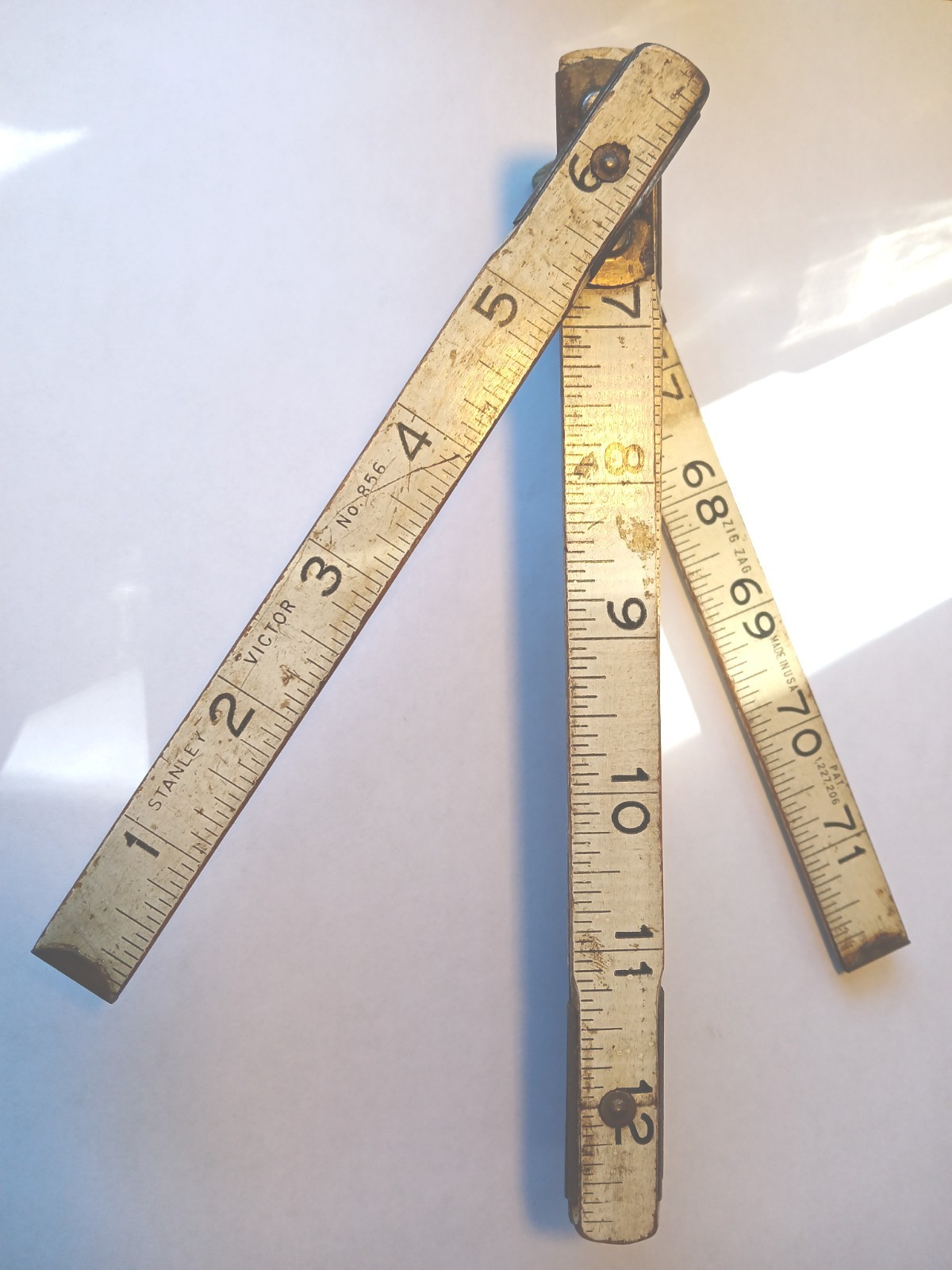 Vintage Stanley Victor No. 856 Folding Wood Rule 72” Zig Zag USA Pat. 1,227,206