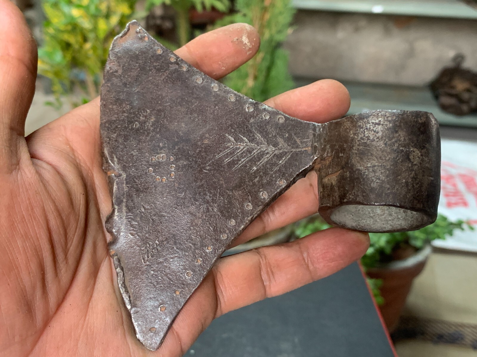 1850’s Antique Indian Old Hand Forged Iron Axe Head Collectible Rare Axe Blade
