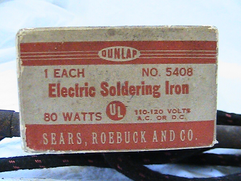 1 USED DUNLAP ELECTRIC SOLDERING IRON #5408 80 WATTS 110-120V AC/DC SEARS