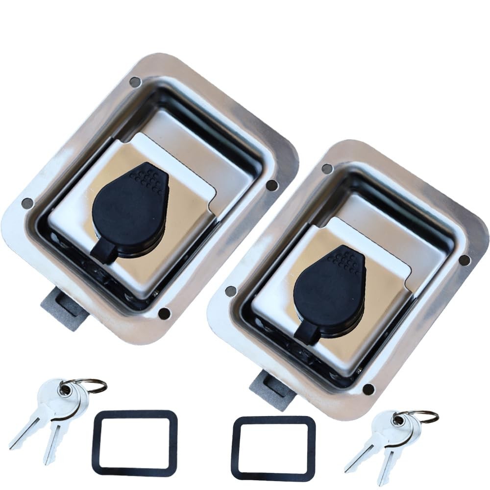 2 PCS Paddle Handle Locking Latch RV Truck Door Tool Box Lock Flush Stainless