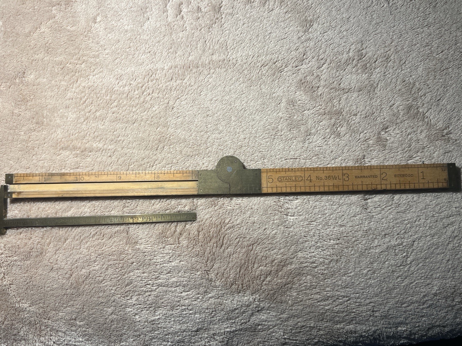Stanley #36 1/2 L Boxwood / Brass Folding Rule And Caliper Made In USA
