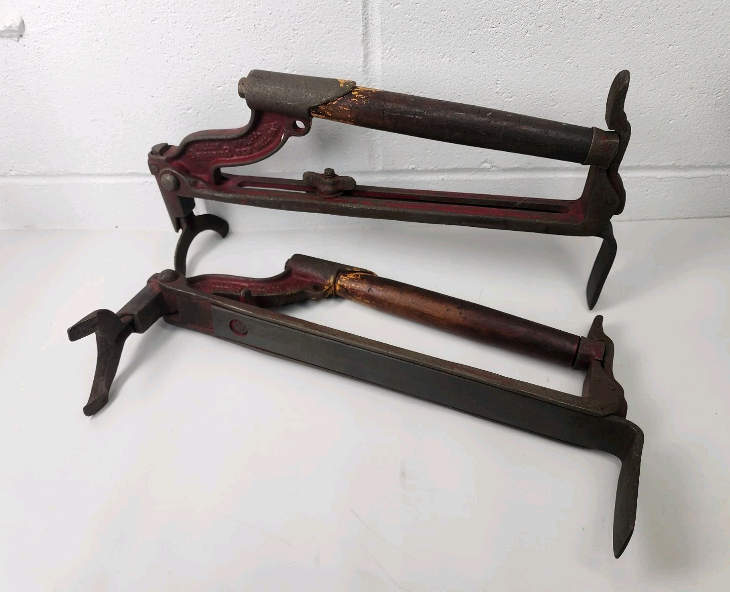 (2) Antique Fuller Mfg. Co Brikarier Brick / Block Adjustable Carrier