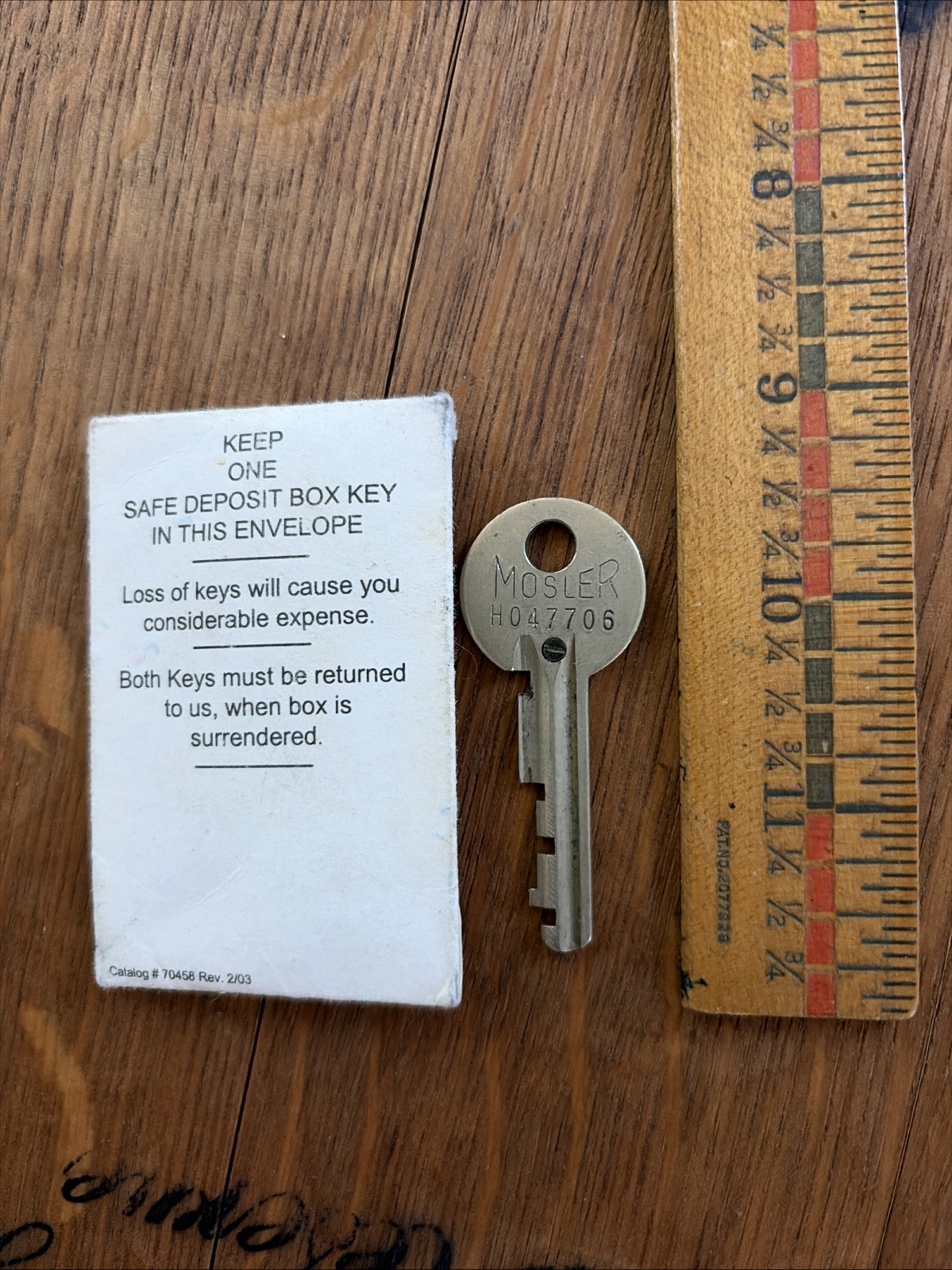 VINTAGE MOSLER SAFETY DEPOSIT BOX KEY #H047706