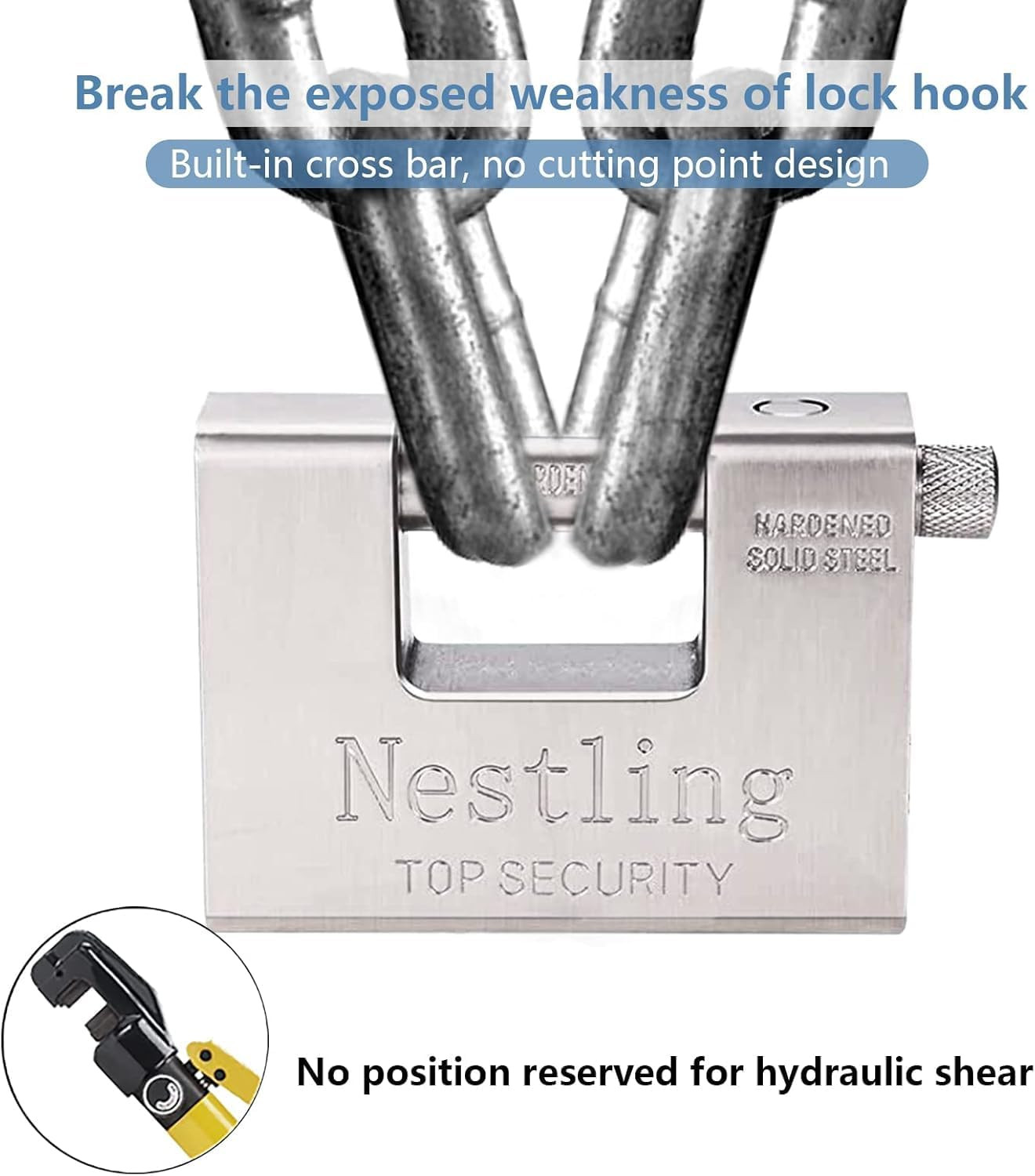 94Mm Padlock with Key, High Security 5 Keys Heavy Duty 1.1 KG D-Shaped Solid Bra