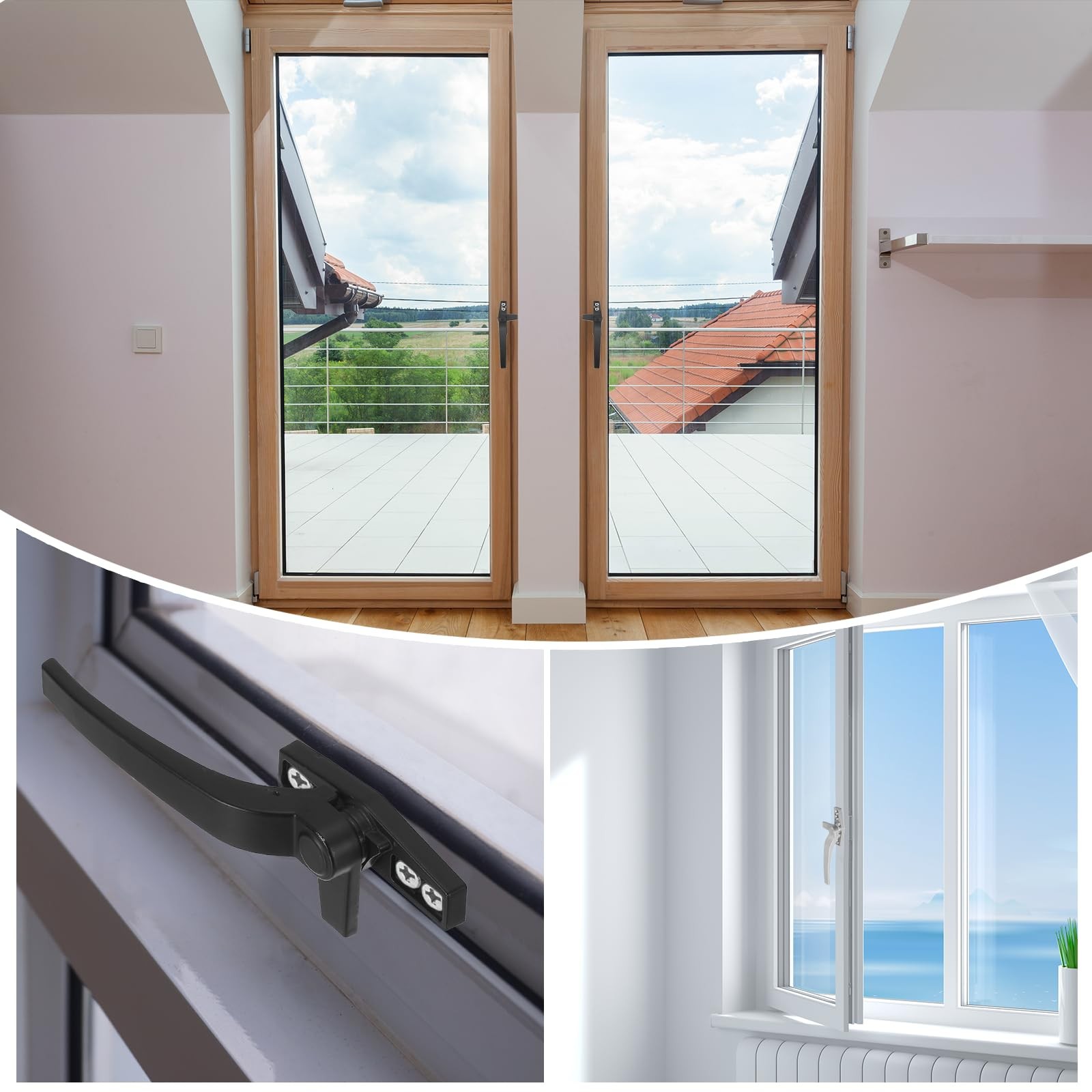 uxcell 1Pcs Casement Window Locking Handle, Zinc Alloy Champagne Color