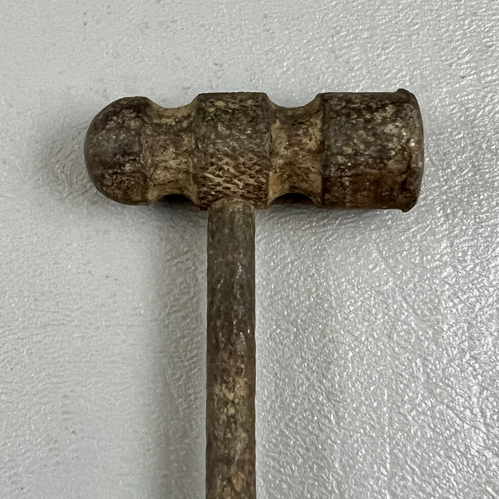 Vintage 7.5” Iron Head Knurled Handle Ball Peen Hammer