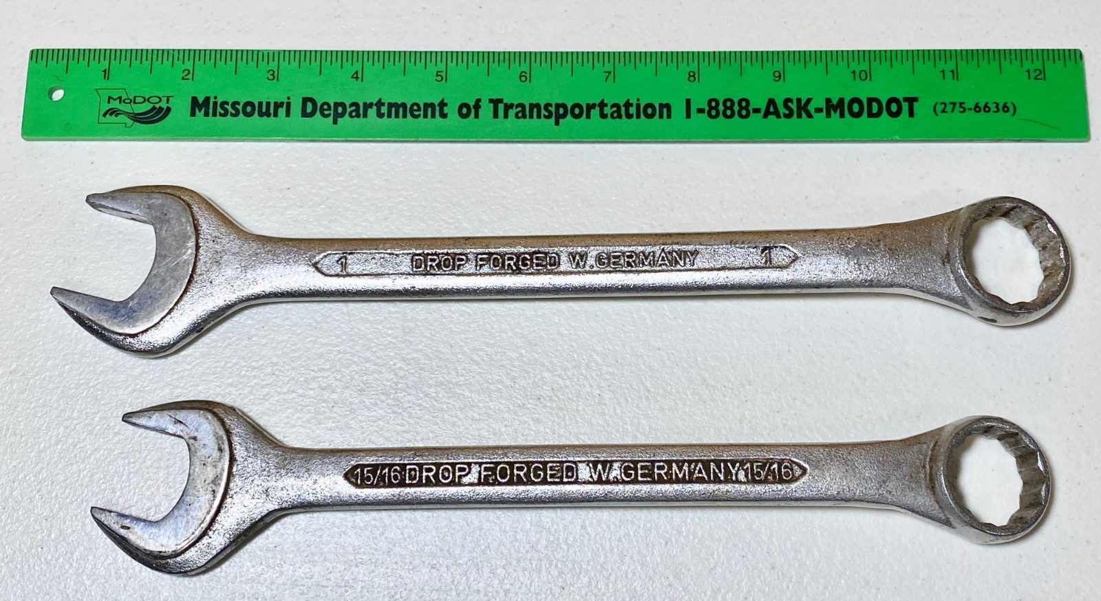 Lot of 2 Vintage GlobeMaster Combination Wrenches 15/16″ & 1″ West Germany