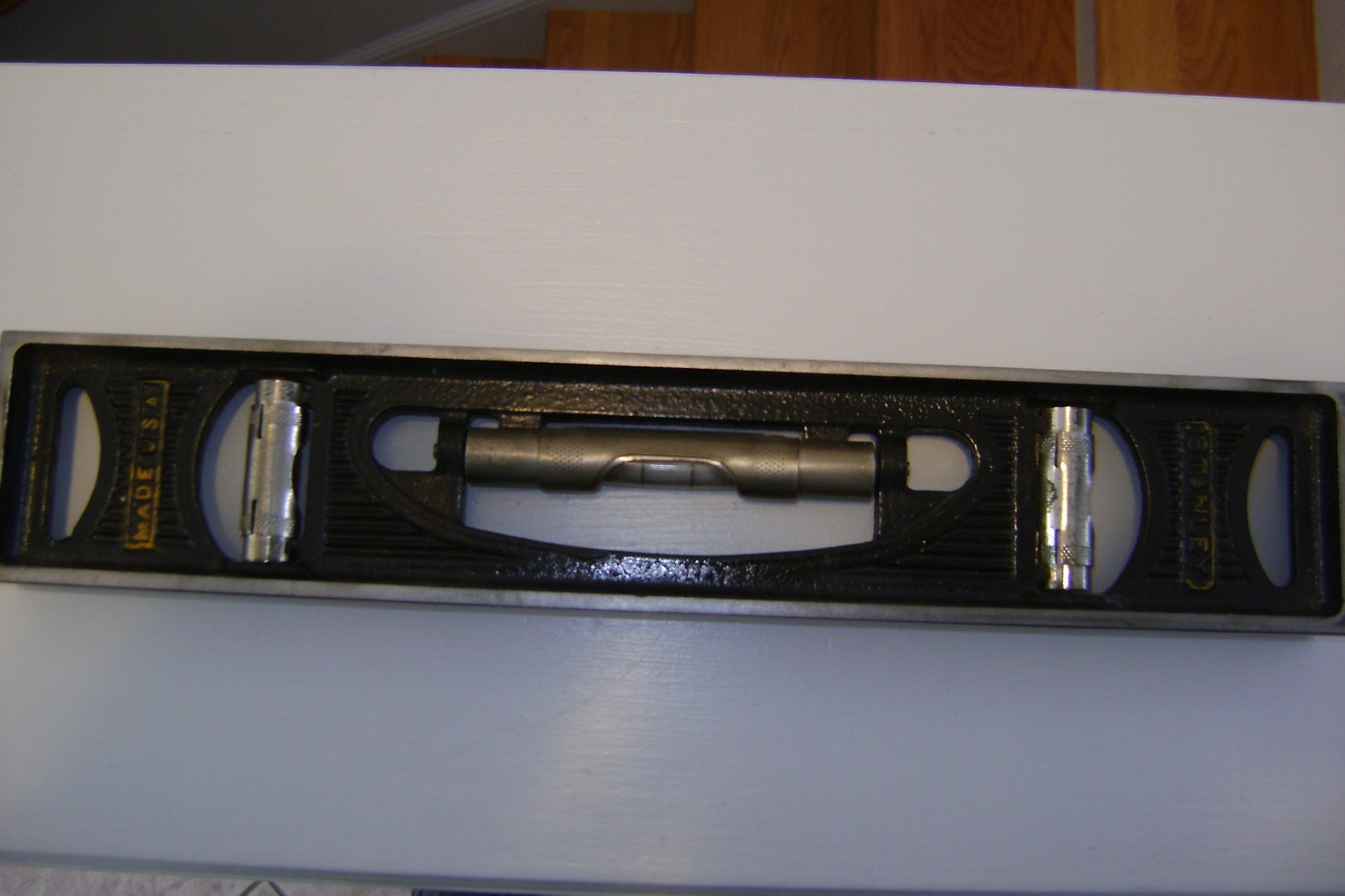 Vintage Stanley #36G 12” Heavy Steel Machinist Level Glass Guards