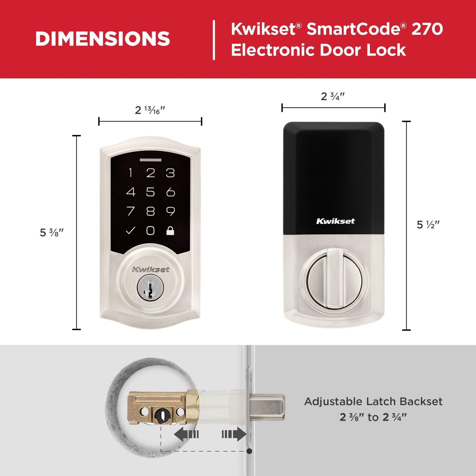 Kwikset SmartCode 270 Keyless Entry Electronic Touchpad Deadbolt Satin Nickel