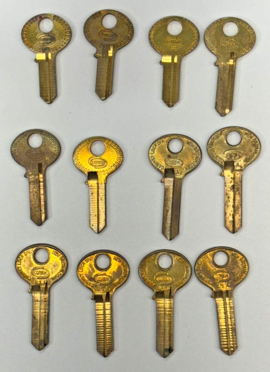 Vintage NOS Corbin Key Blank Lot #10 -12 pieces 3 keyway unmarked – Cabinet Lock