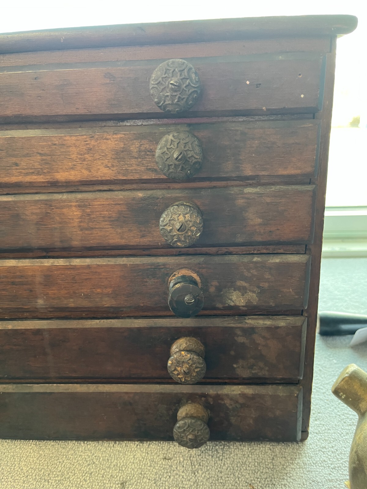 Antique Machinist Chest With Original Handles, Dividers 6 Drawers