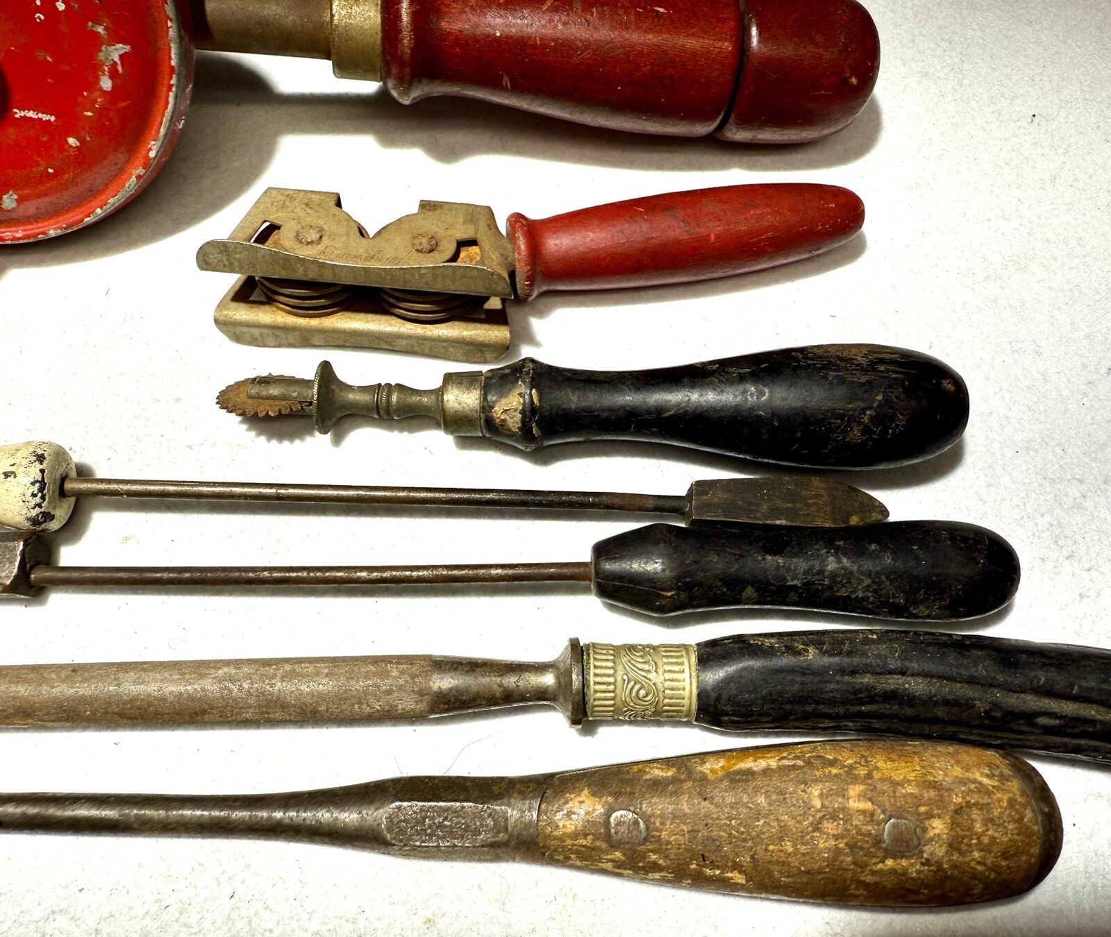 Vintage Hand Tools Lot Of 8 Mid Century Wood Handles & Carbon Steel
