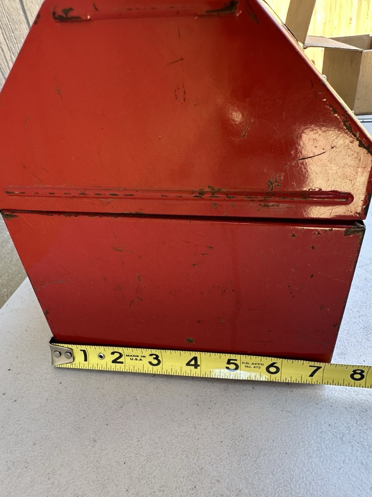 Vintage USA Sears Craftsman Tombstone Hip Roof Metal Tool Box 20” X 8” X 7”