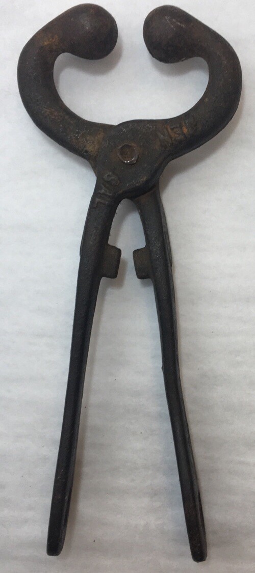 Primitive BULL NOSE PRONG farm tool MANUF. Stamped JEN SAL