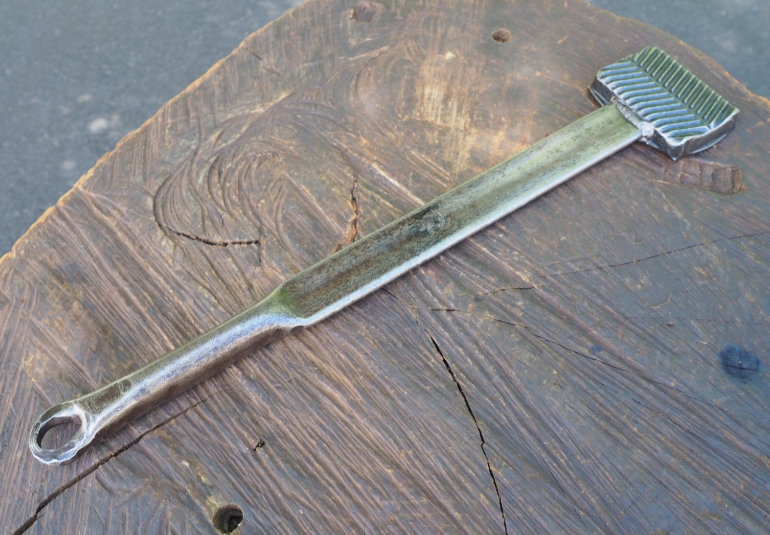 LRG 16″ BLACKSMITH “STRAIGHT LEAF VEINING” TOP TEXTURING TOOL IRON WORKER ANVIL