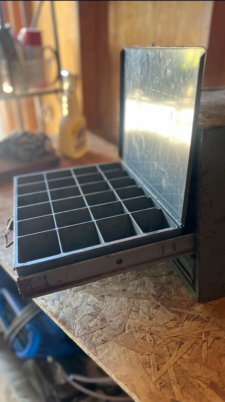 Vintage Durham Metal Compartment Organizer Box. 4 Drawer , 96 Compartments Total