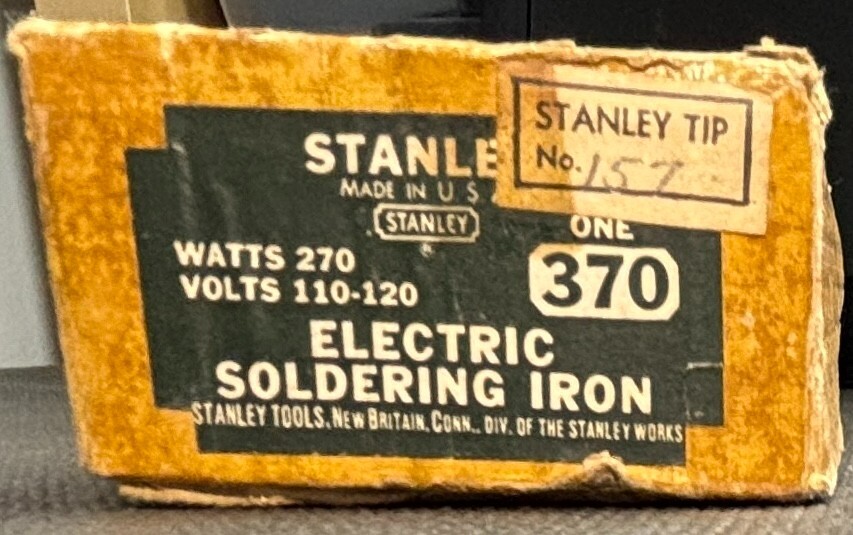 Stanley #370 Soldering Iron | 270 Watts 110-120 Volts | Stanley Tip No. 157 VTG