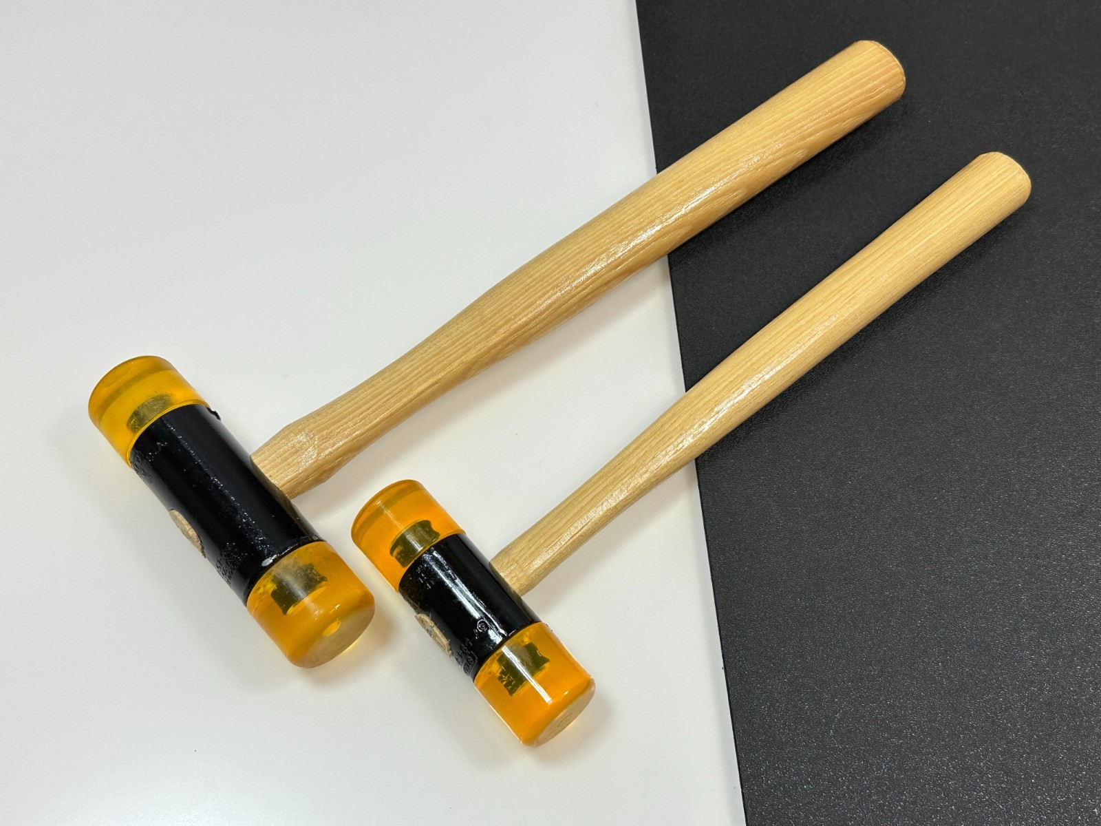 NOS Stanley Tools USA 2pc Soft Face Hammer Set Pair Hickory Handle 57-594 57-595