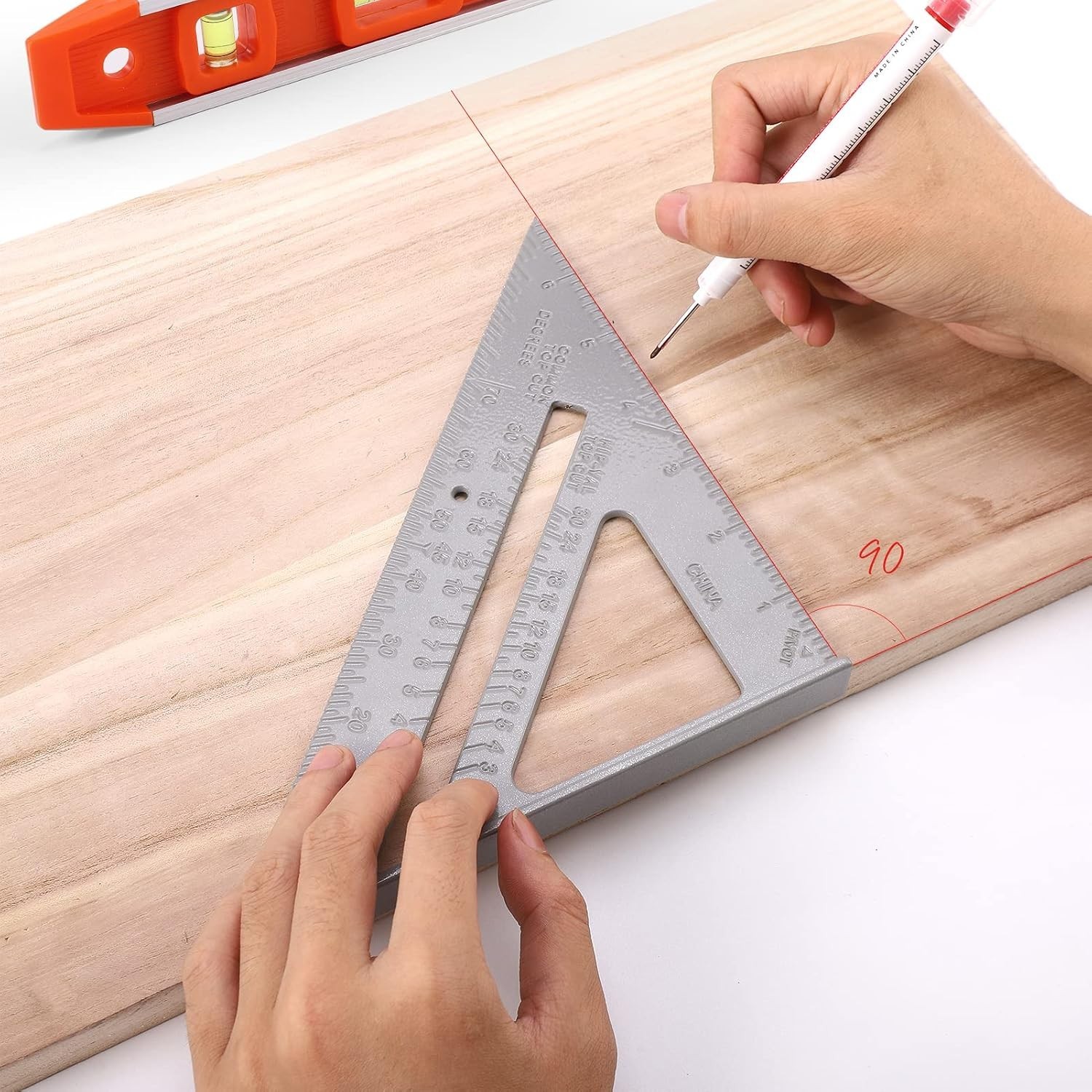Lightweight Aluminum Torpedo Level & Rafter Square – Key Tool for Carpenters