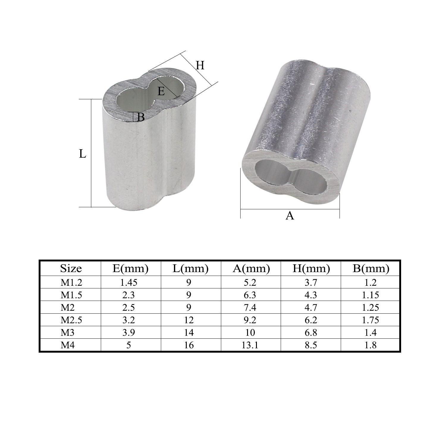 304 Stainless Steel Wire Rope Cable Thimbles and 6 Sizes Aluminum Crimping Lo…