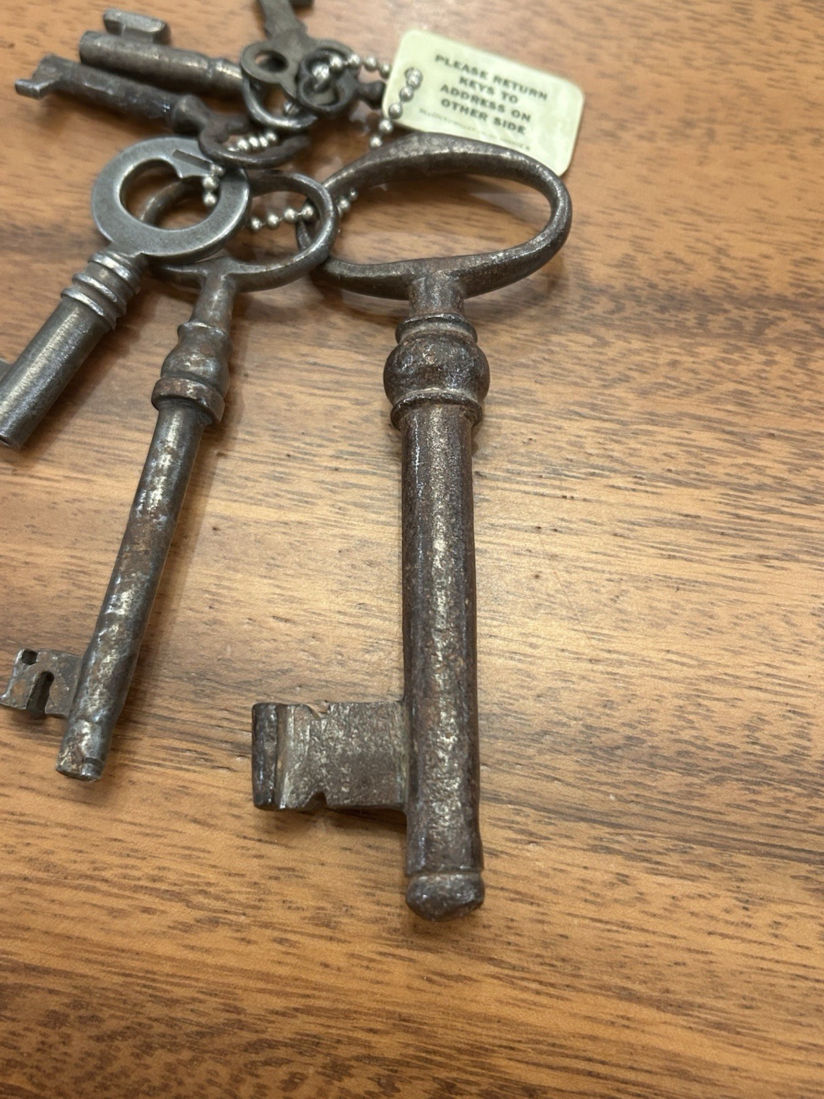 Antique Skeleton Keys Lot of 7 Iron Door/ Safe. 1st National Safe Deposit STL MO