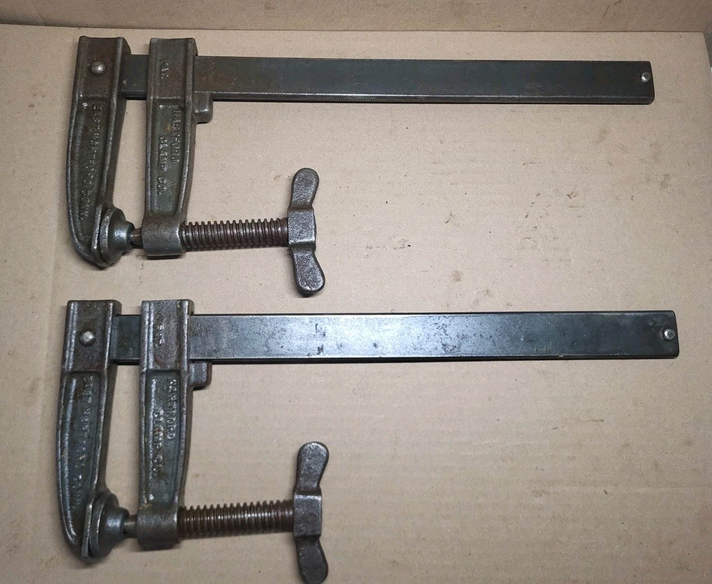Early ANTIQUE BAR CLAMPS Set HEAVY DUTY TOOLS • HARTFORD 16″ ☆ USA