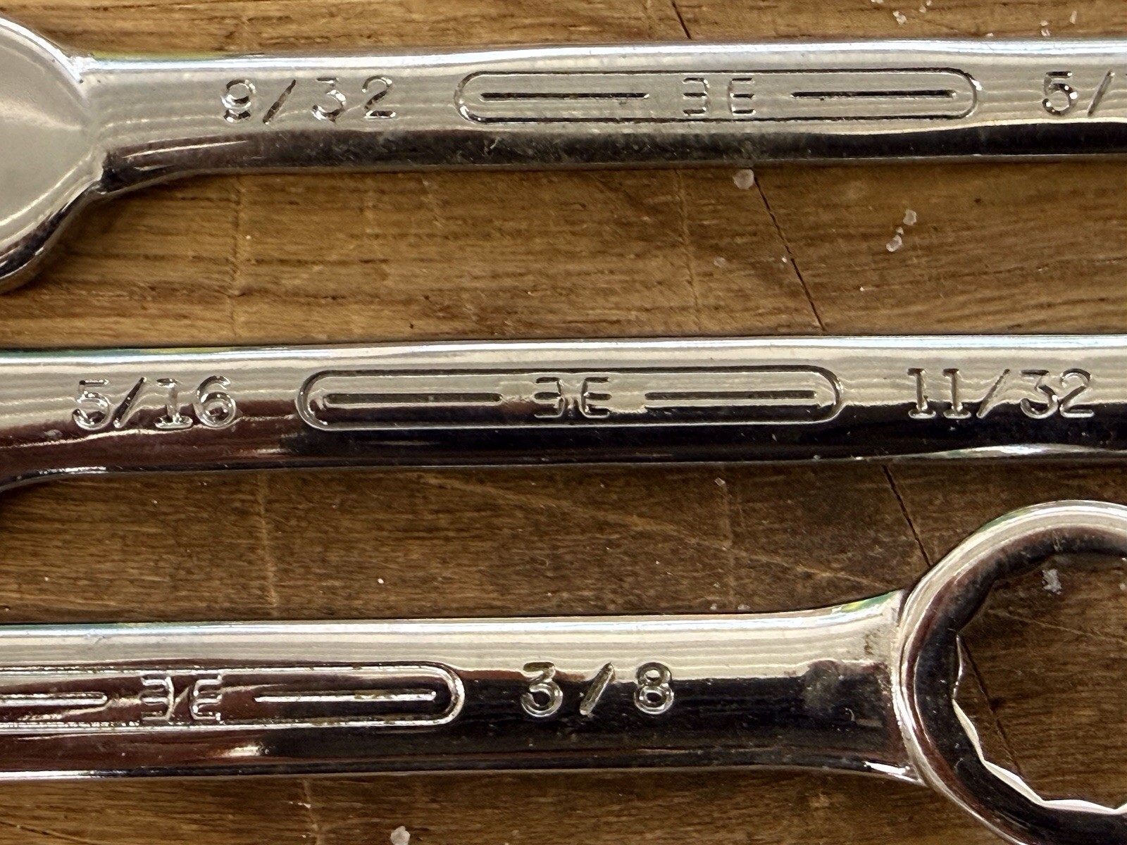 Lot Of 3 Vintage 3E Made In Usa Ignition Wrenches Sizes 9/32-3/8 Full Polish