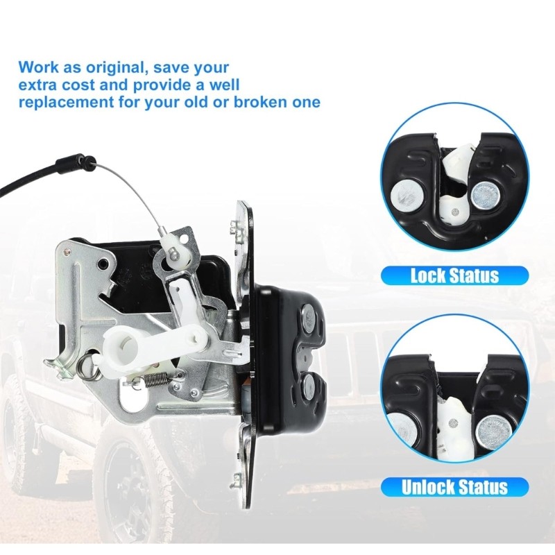 Car Rear Trunk Lock Latches Actuator with Cable Rod Tailgate Latches Tailgate