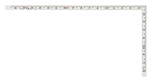 Square ruler, same thickness, white, 1 shaku 6 sun/50 cm, dual scale, 11107