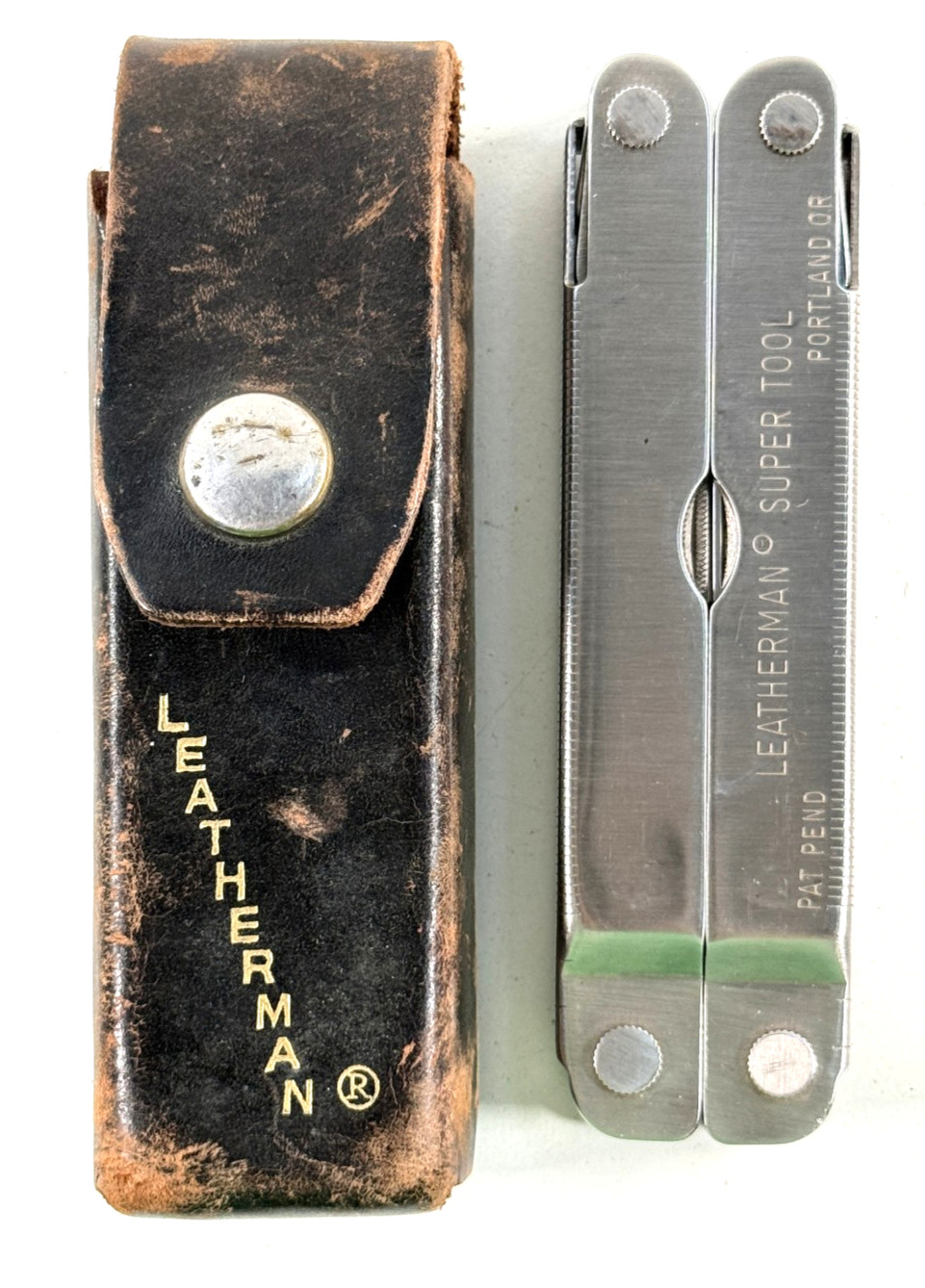 vtg Original Leatherman Super Tool Portland OR pat pend NICE w/ Leather Case