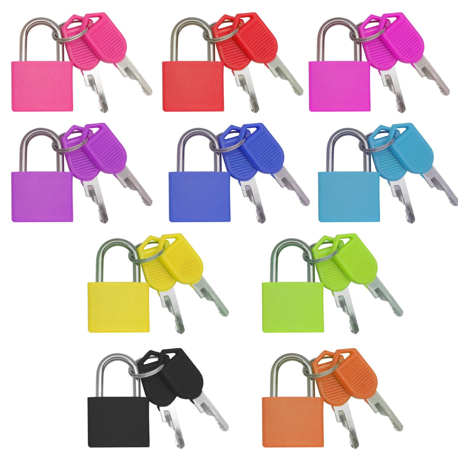 10 Pack Suitcase Locks with Keys, Multicolor Padlocks, for Boxes