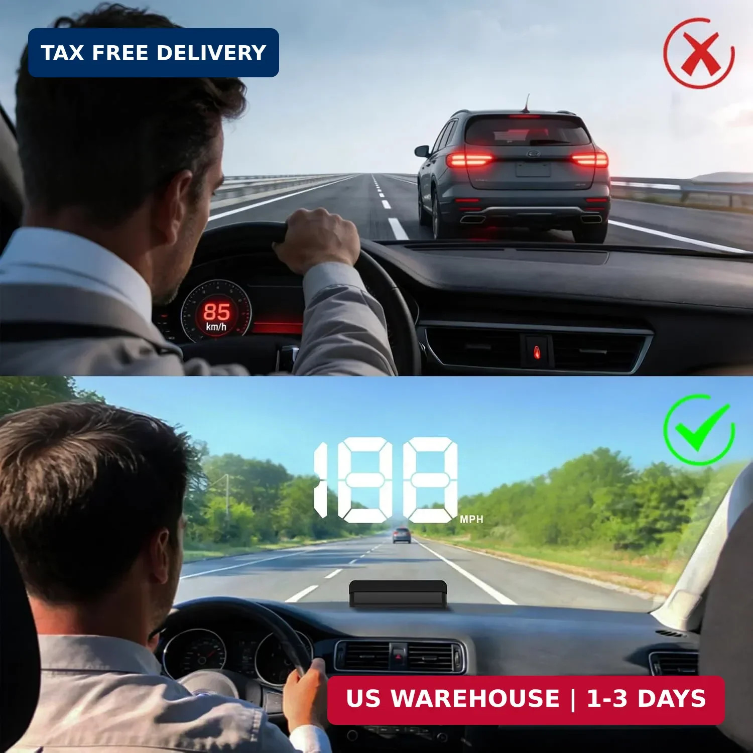Heads Up Display for Car GPS Speedometer USB Plug & Play Large Display