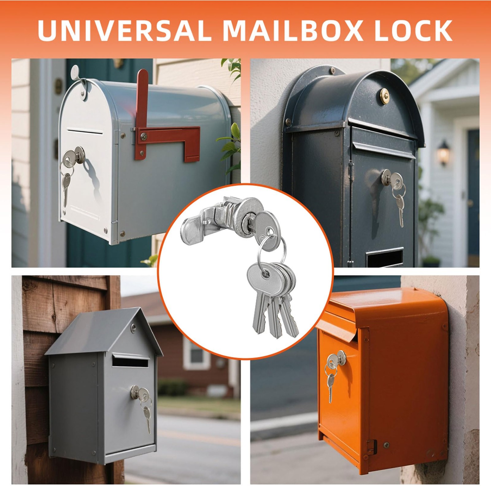 Mailbox Lock Replacement with 4 Keys – Multipurpose Mail Box Locks Nickel