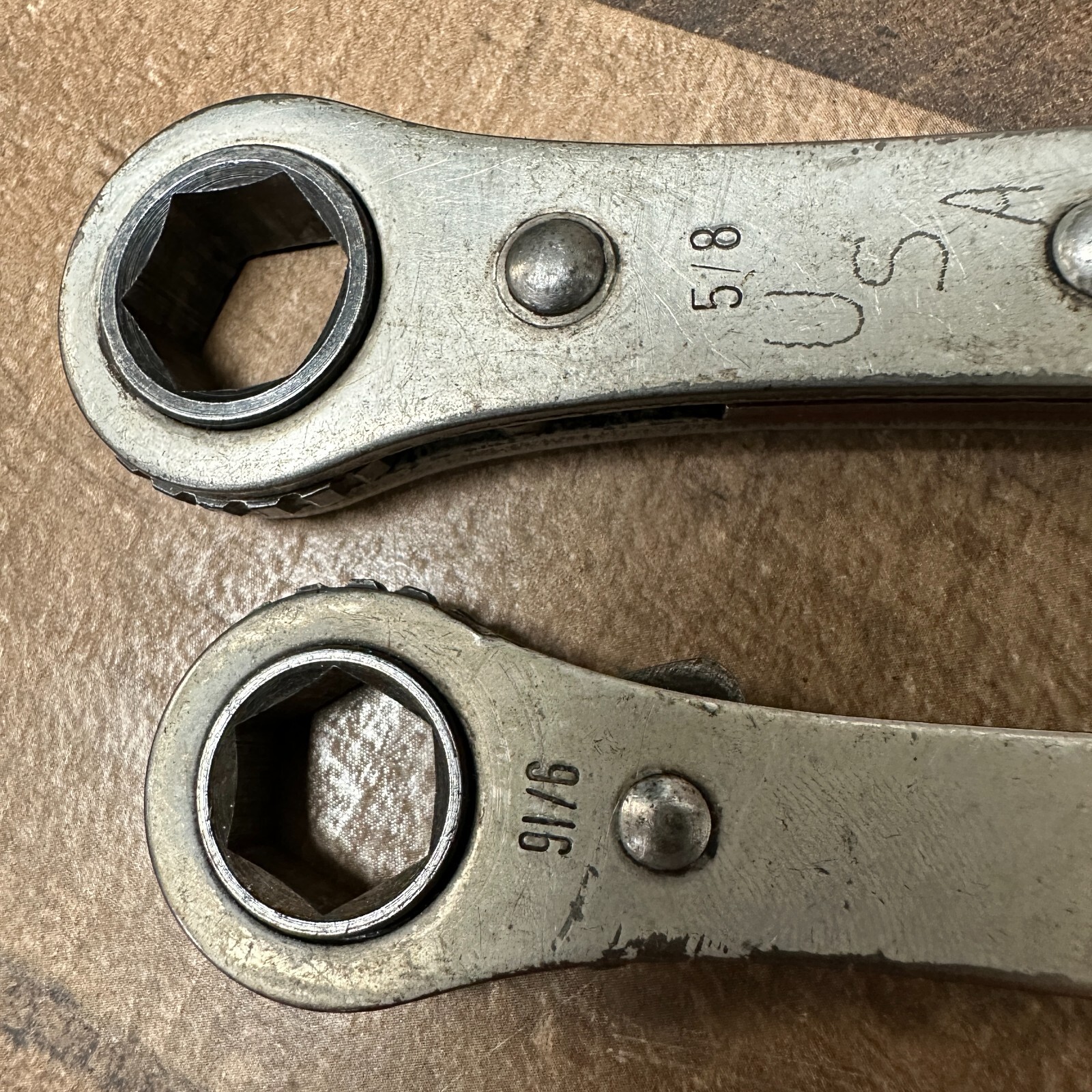 Lot 2 Vintage USA K-D Reversible Ratcheting Double Box Wrench 6pt No 63 & 65