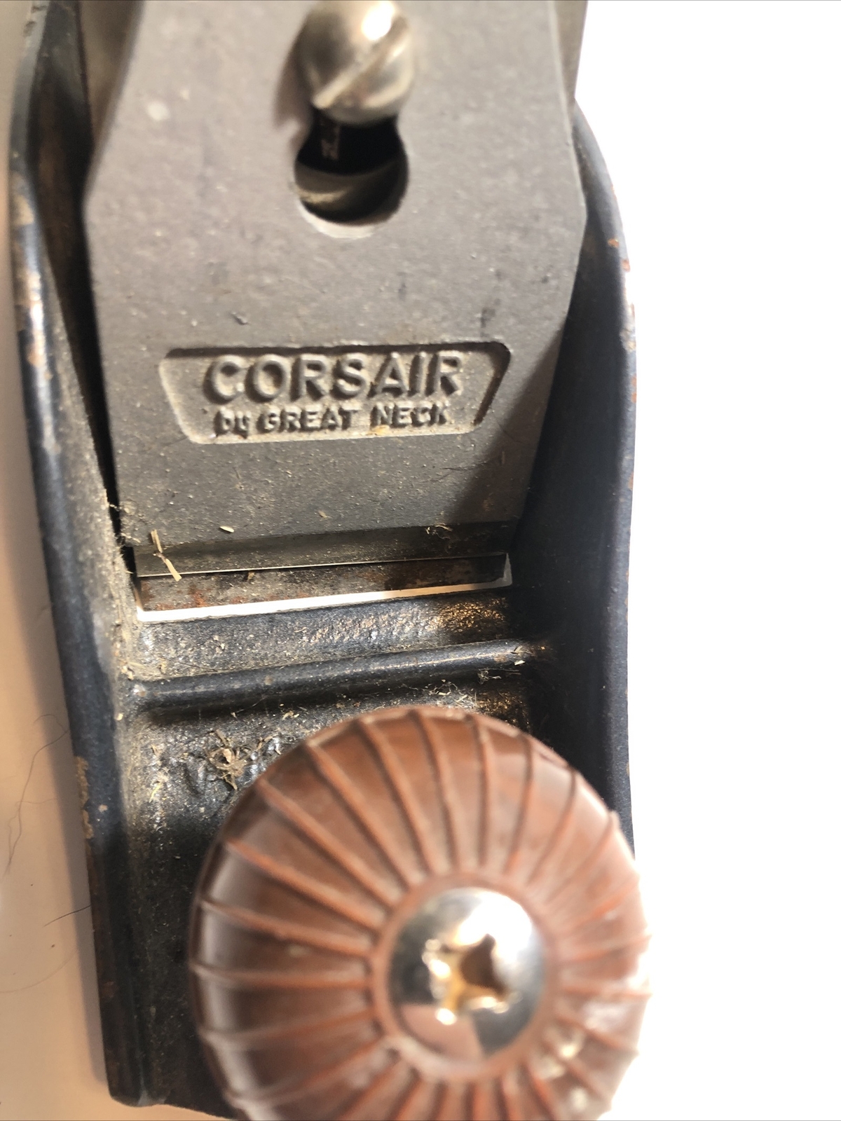 Vintage Metal Wood Plane CORSAIR GREAT NECK 9 1/2″ 4 Size Plastic Knob & Handle